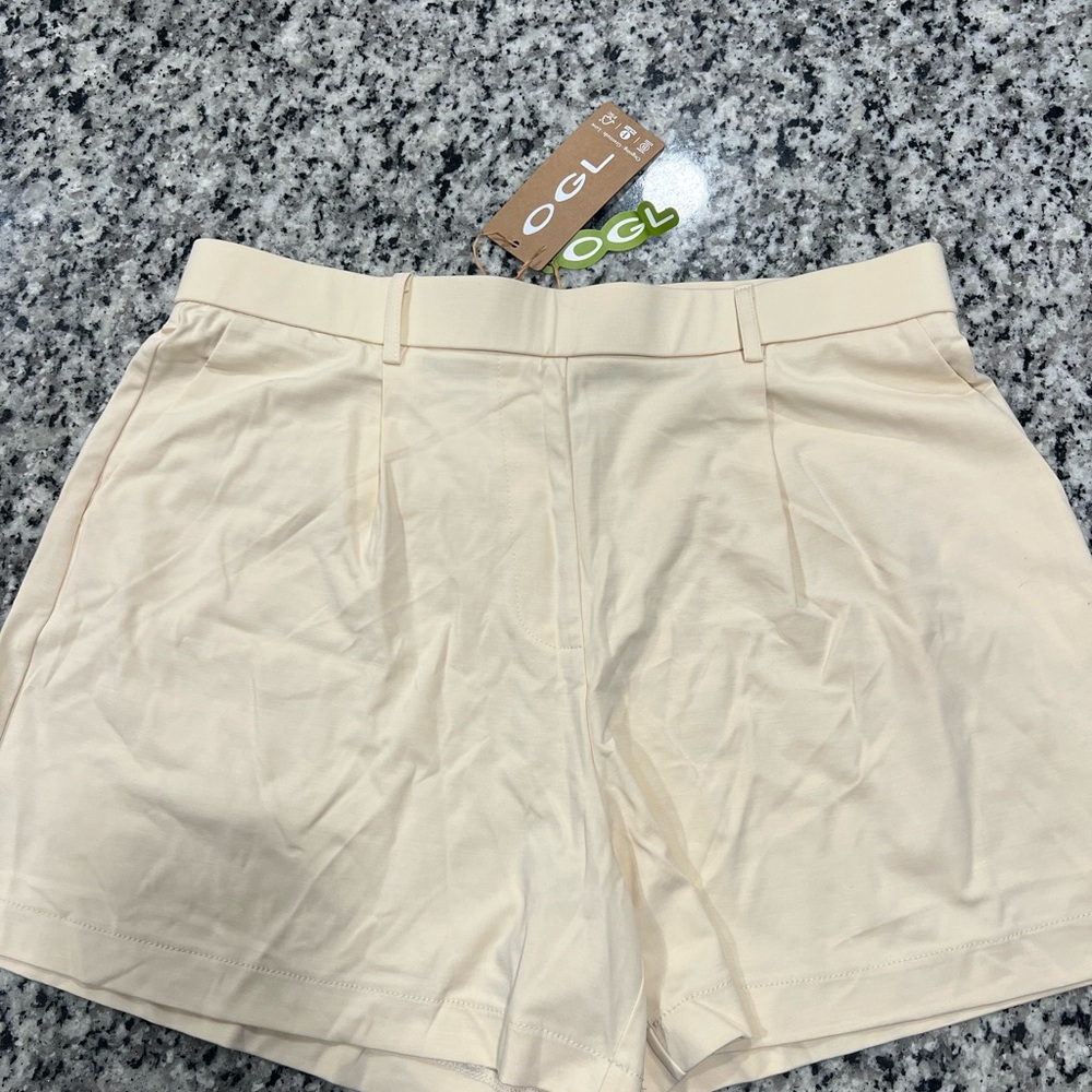 OGL Women's High Waist Cream Shorts